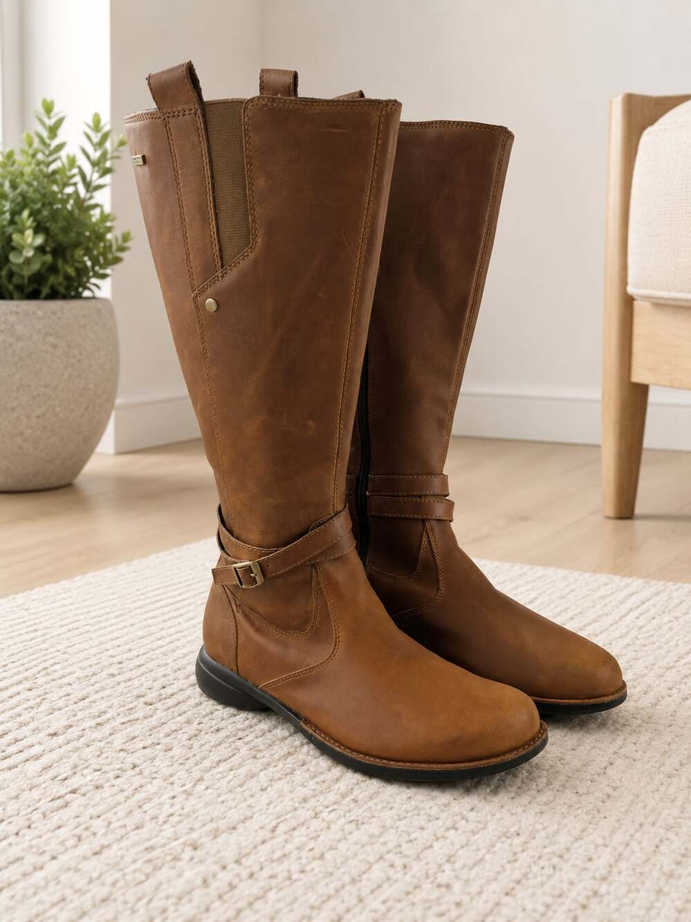 Merrell Tetra Strap Waterproof Chestnut Leather Knee High Riding Boots Women 8.5